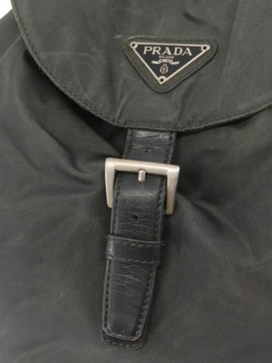 PRADA Backpack Nylon Khaki Silver Auth ka1839 main image 7